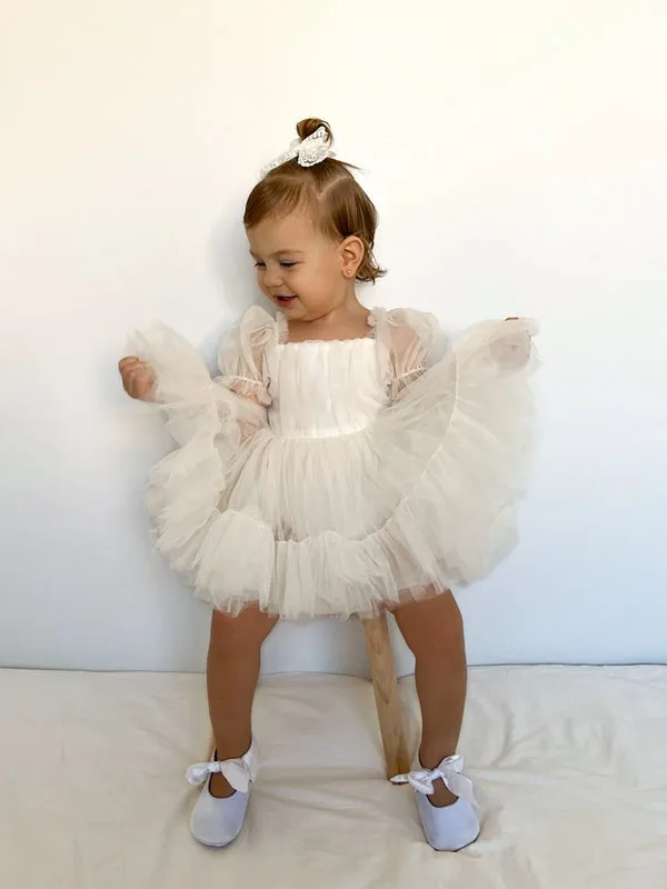 Charlotte Ivory Puff Sleeve Romper