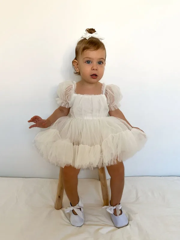 Charlotte Ivory Puff Sleeve Romper