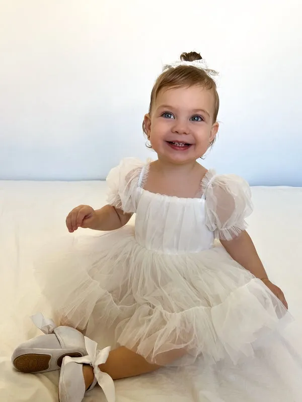 Charlotte Ivory Puff Sleeve Romper