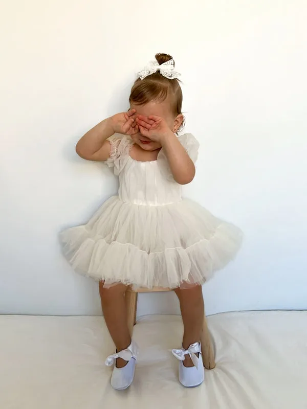 Charlotte Ivory Puff Sleeve Romper