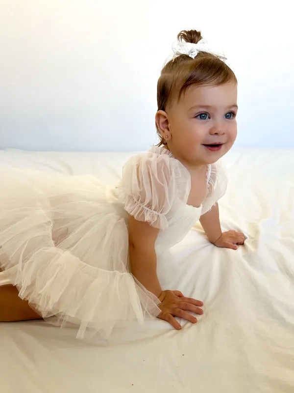 Charlotte Ivory Puff Sleeve Romper