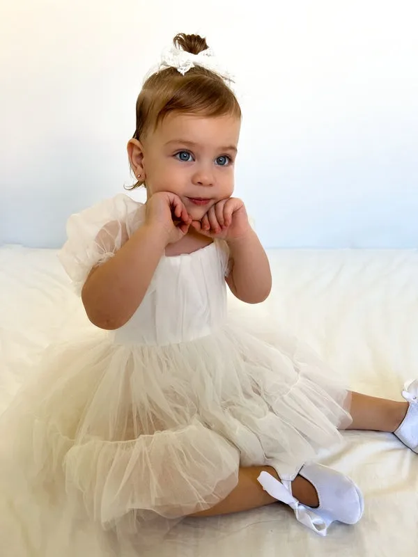 Charlotte Ivory Puff Sleeve Romper