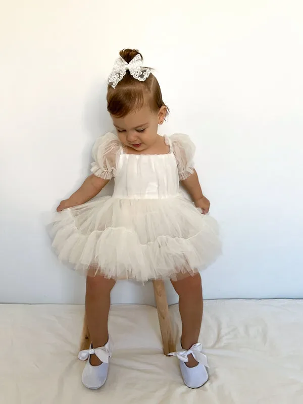 Charlotte Ivory Puff Sleeve Romper