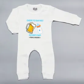 Cheers To Our First Father's Day Beer & Bottle White