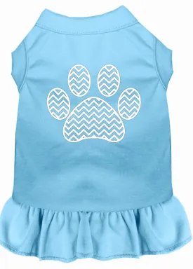 Chevron Paw Screen Print Dress Baby Blue Xxxl (20)