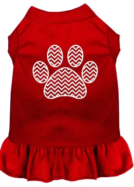 Chevron Paw Screen Print Dress Red Xl (16)