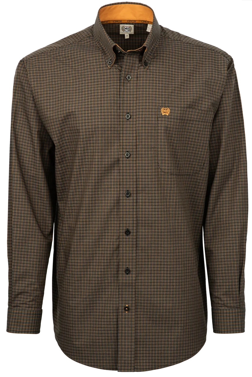 Cinch Button-Front Shirt - Black Check
