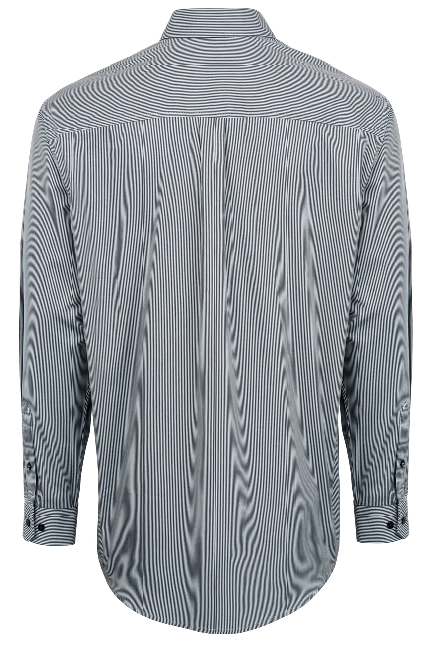 Cinch Ground Stripe Button-Front Shirt - Blue