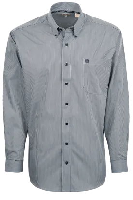 Cinch Ground Stripe Button-Front Shirt - Blue