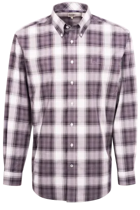 Cinch Plaid Button-Front Shirt - Purple