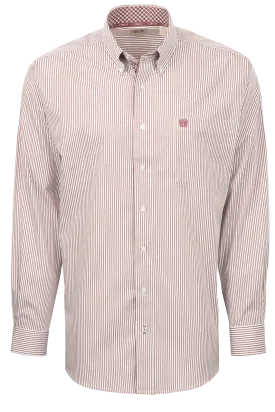Cinch Striped Button-Front Shirt - Burgundy