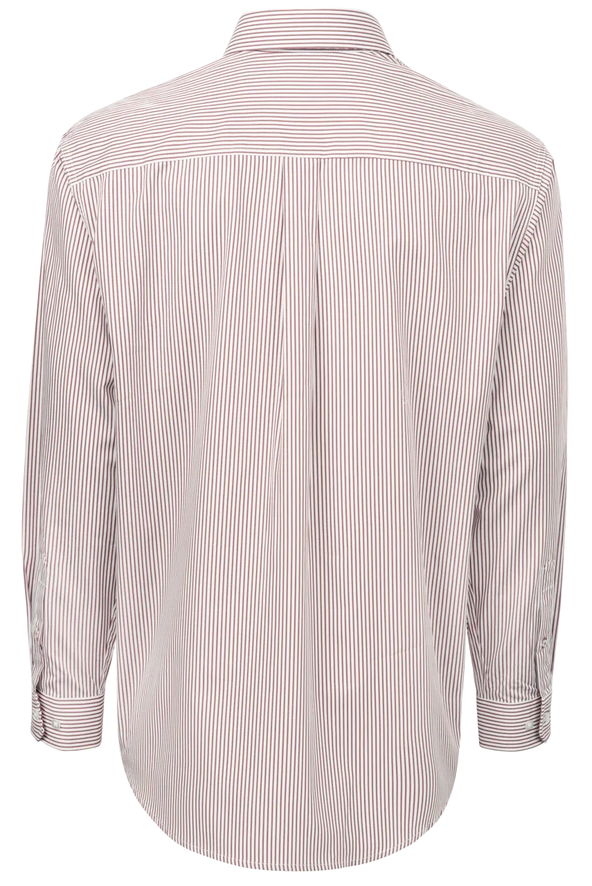 Cinch Striped Button-Front Shirt - Burgundy