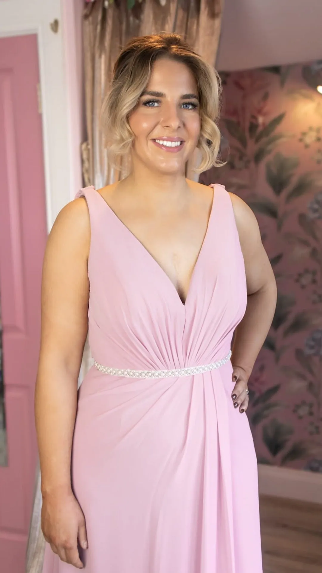 Clara Pink Multi Way Cowl Neck Bridesmaid Dress