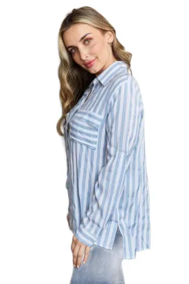 Collared Button Down Striped Shirt