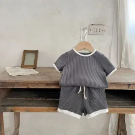 Contrast T-Shirt and Drawstrings Shorts Set
