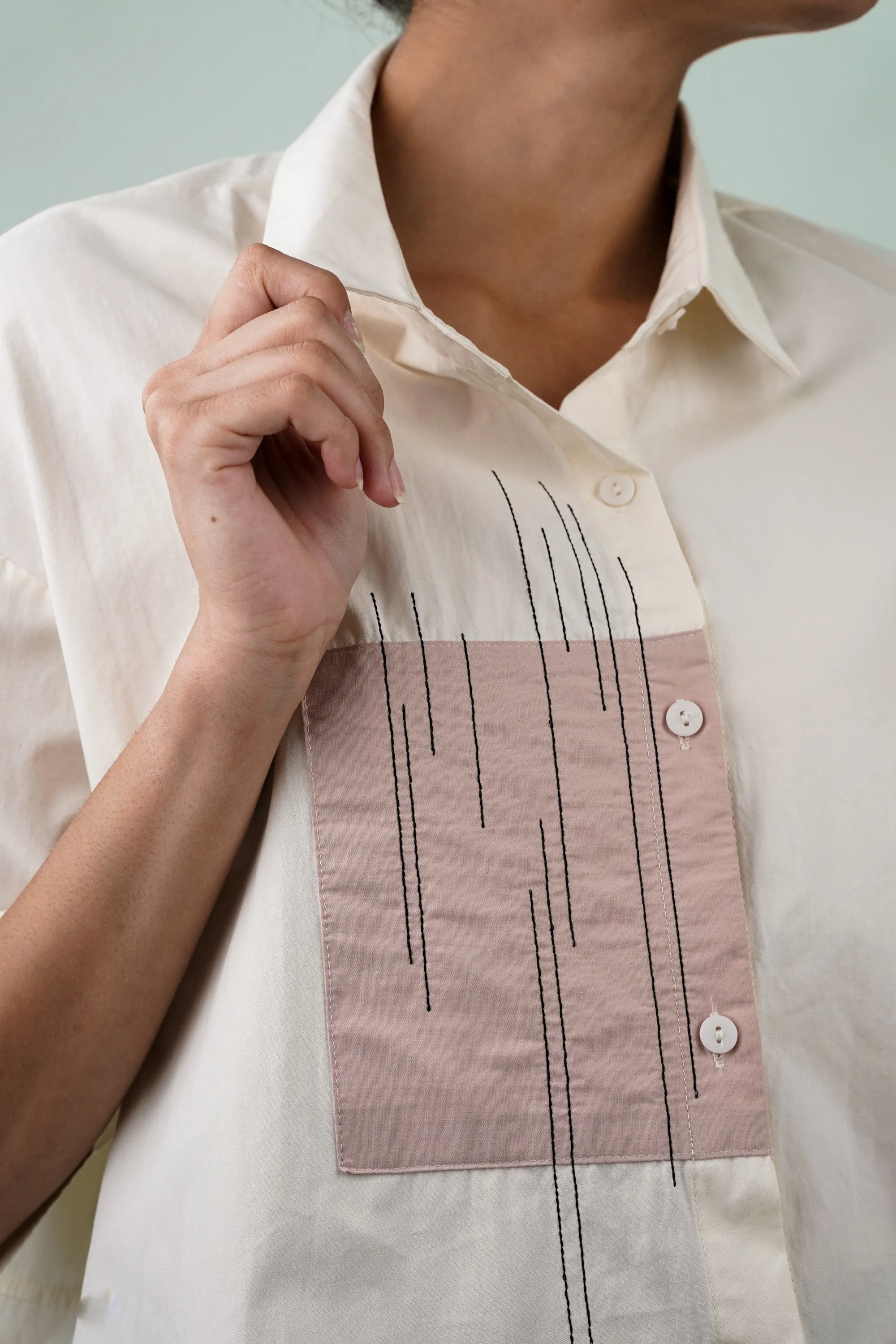 Cream Patch Oversized Shirt