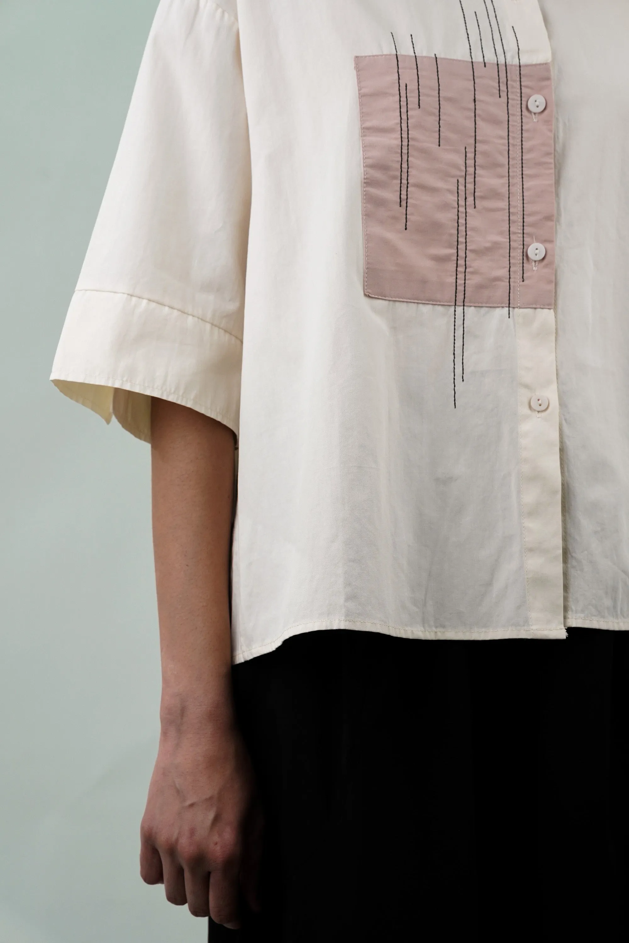 Cream Patch Oversized Shirt