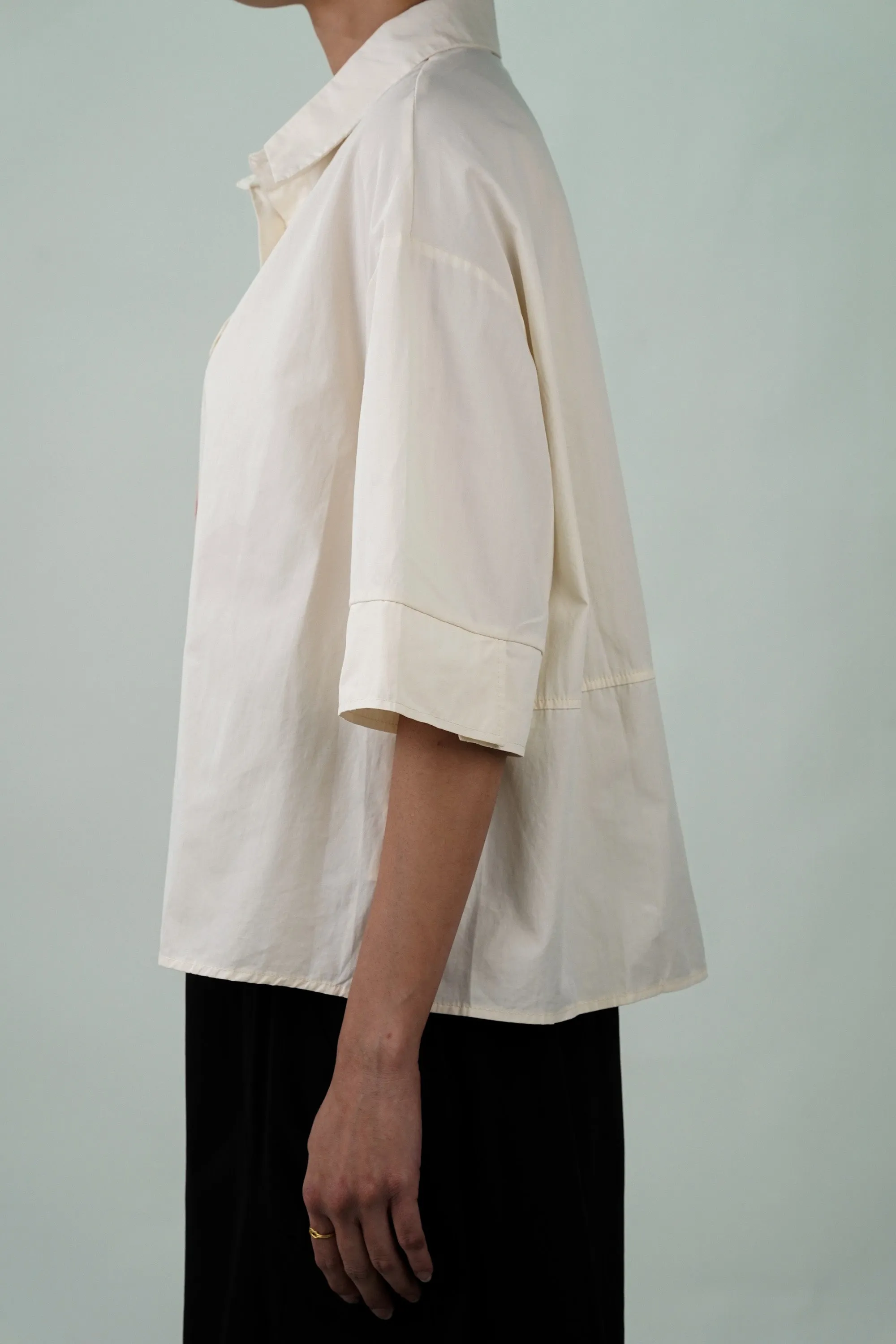 Cream Patch Oversized Shirt