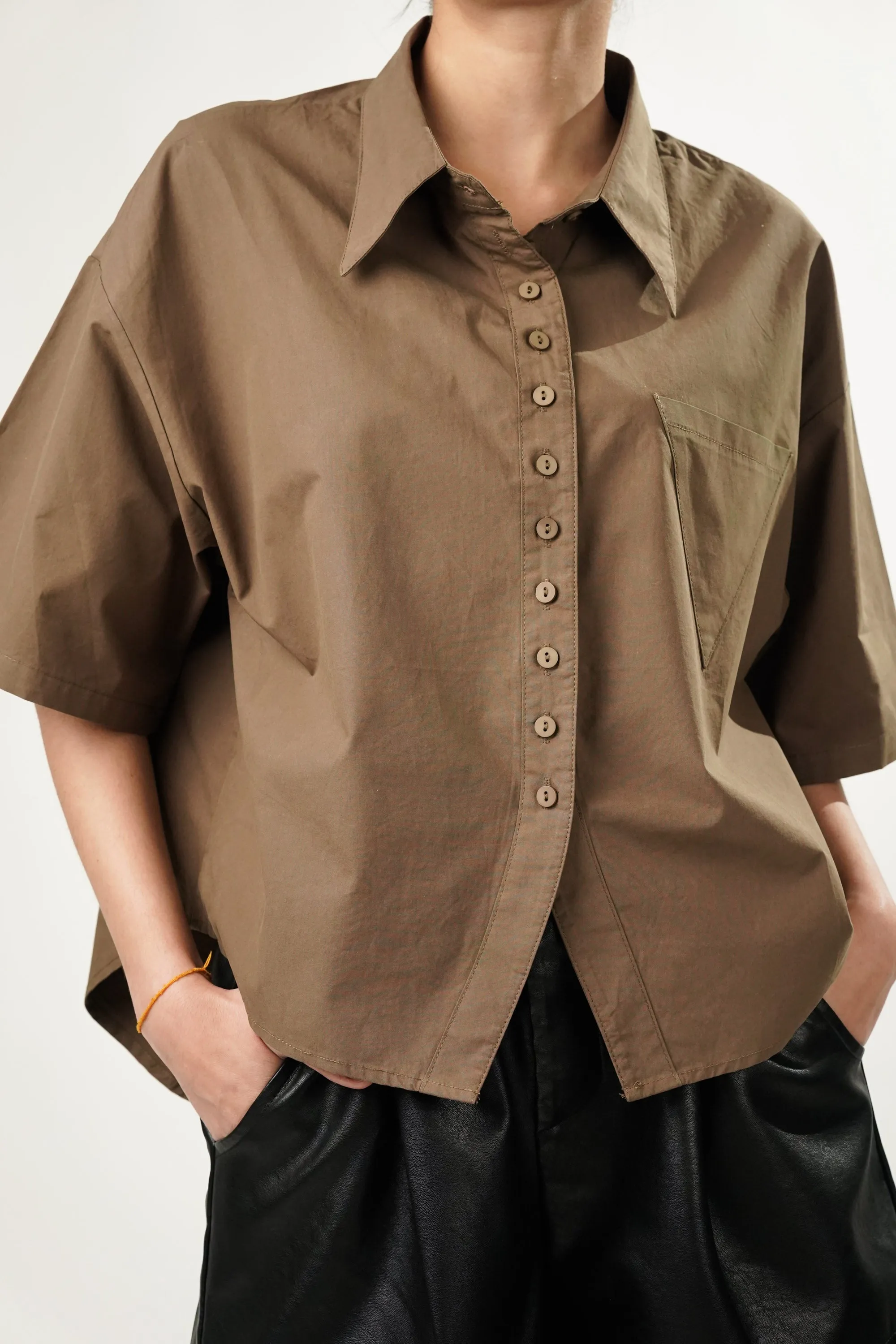 Crest Brown Oversized Shirt