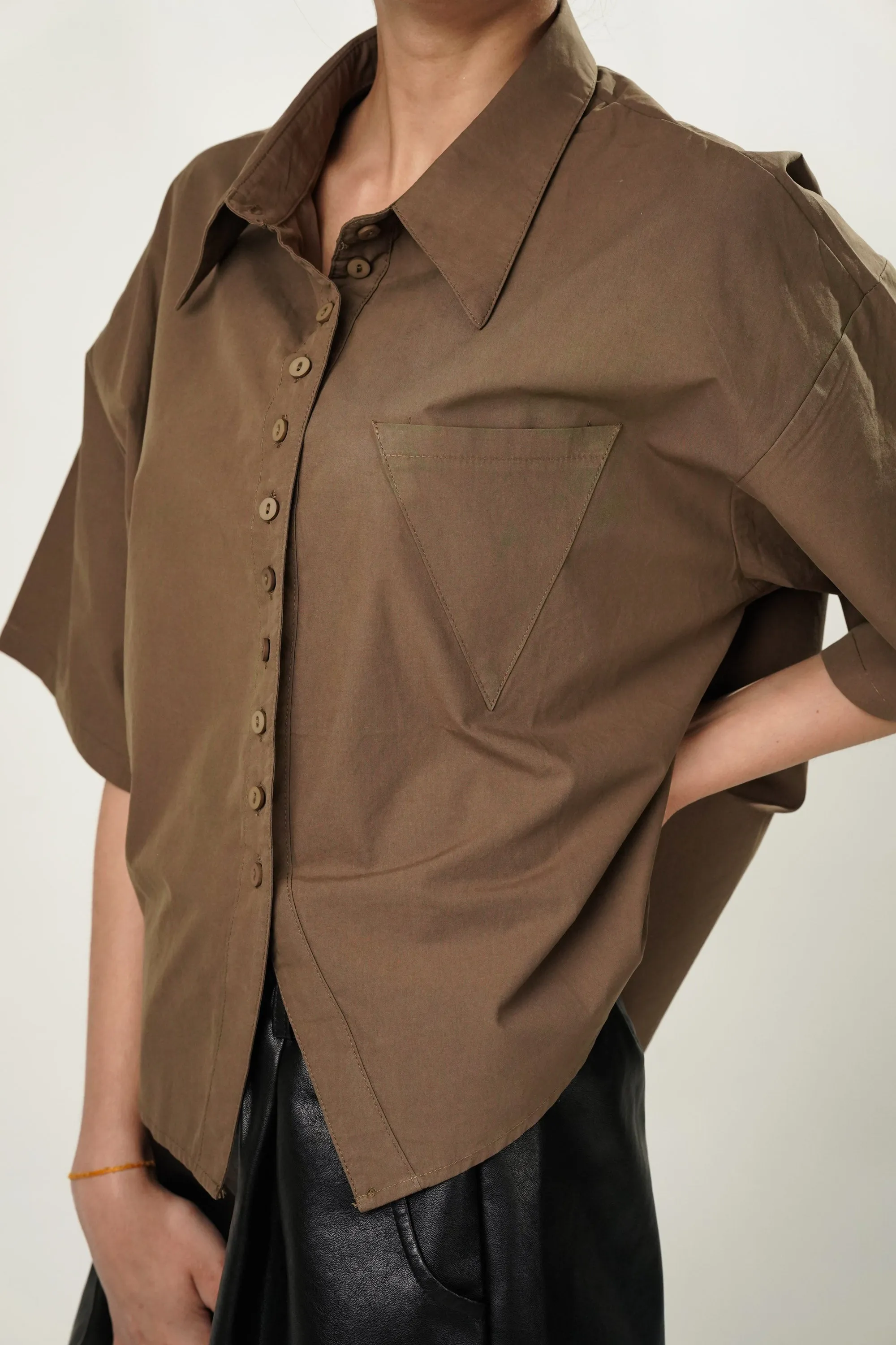 Crest Brown Oversized Shirt