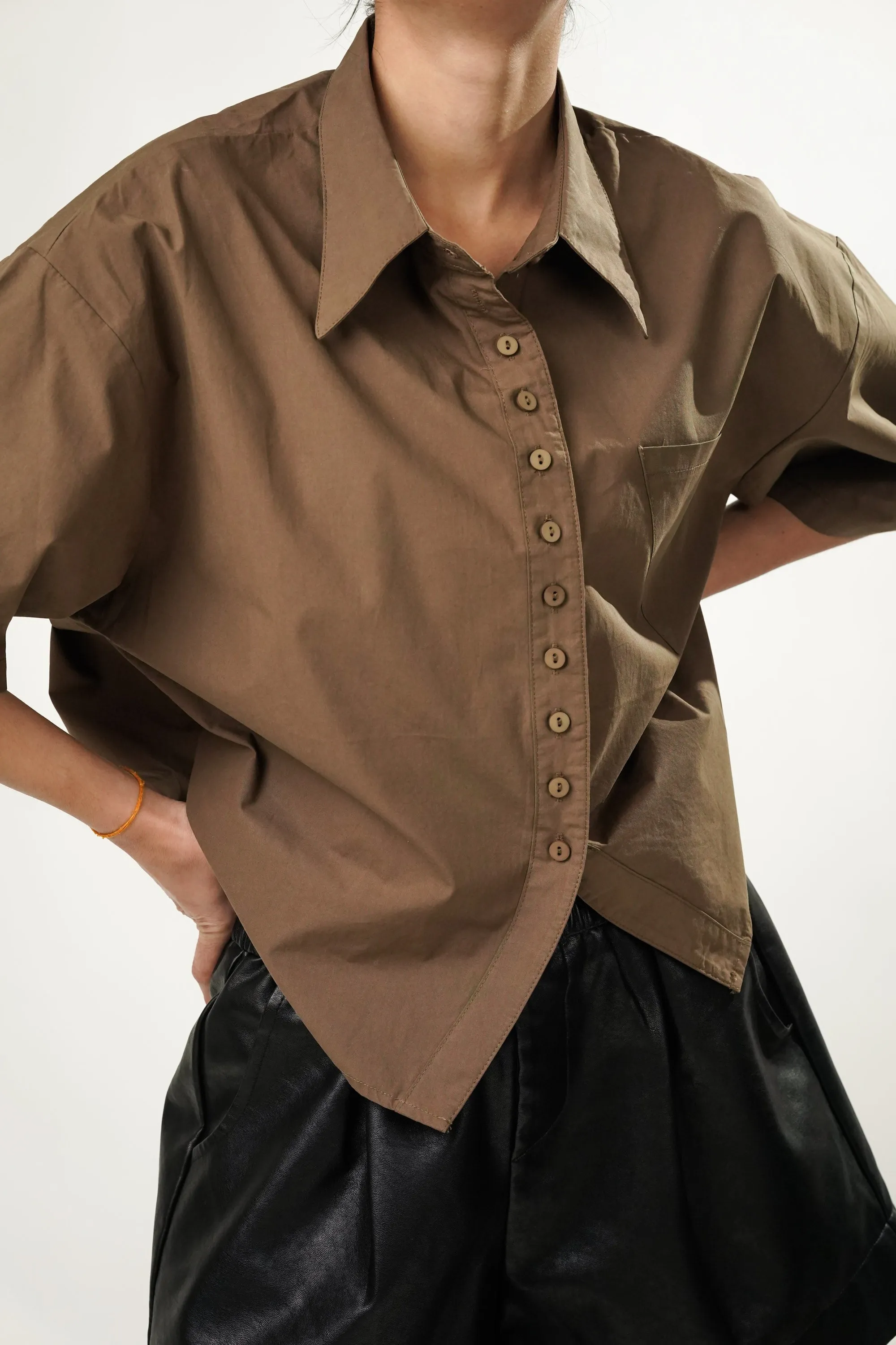 Crest Brown Oversized Shirt