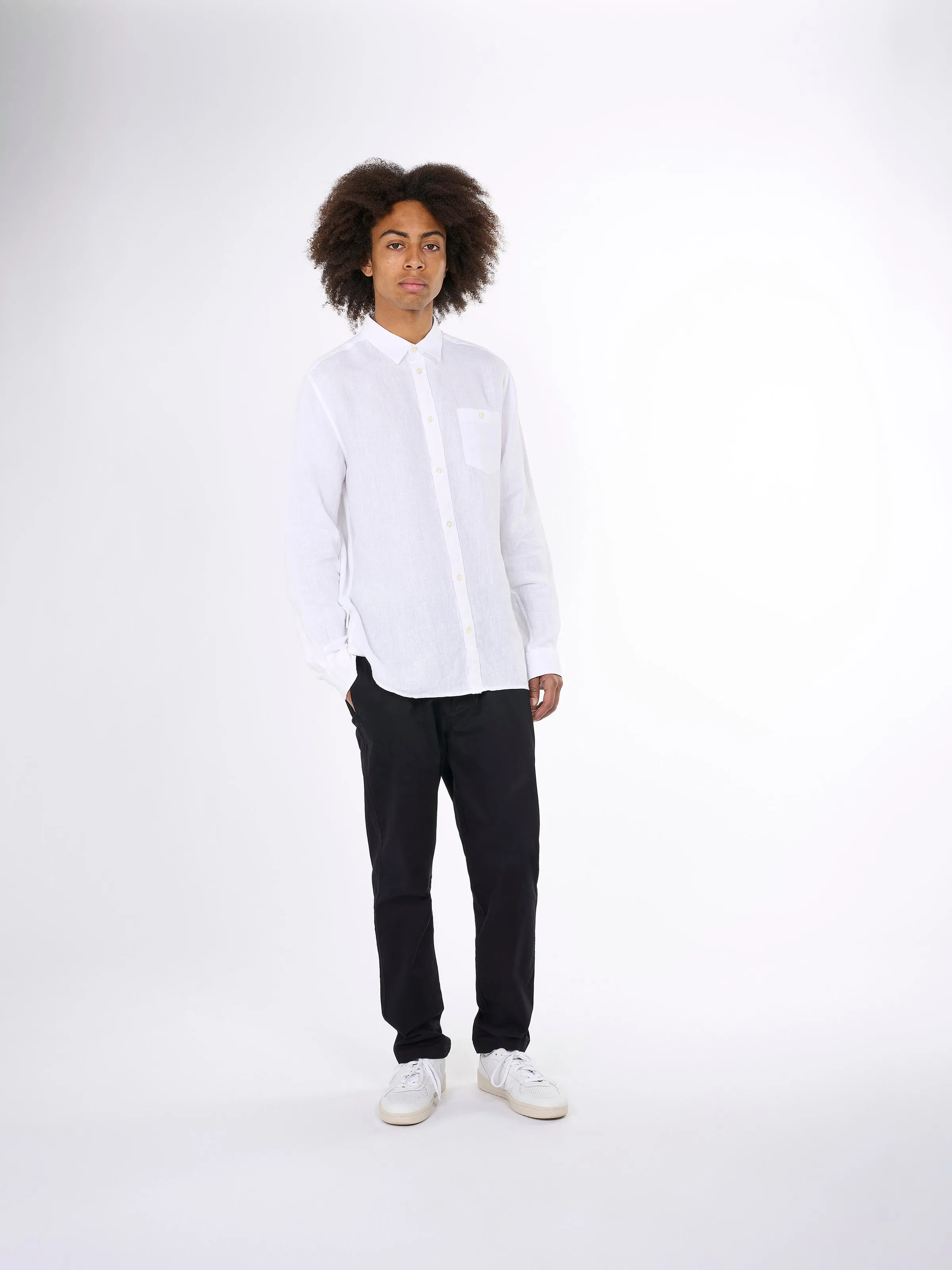 Custom fit linen shirt - Bright White