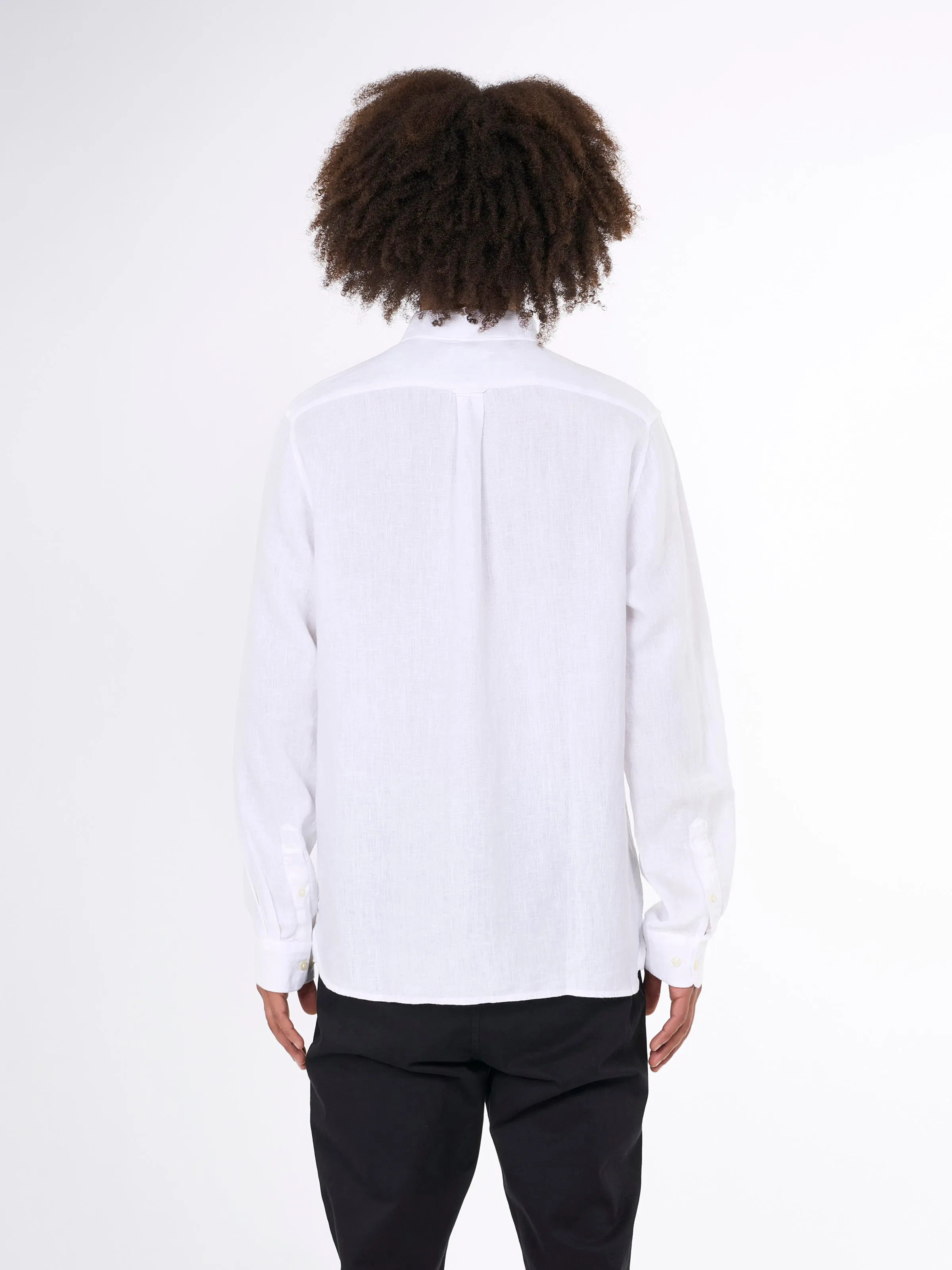 Custom fit linen shirt - Bright White