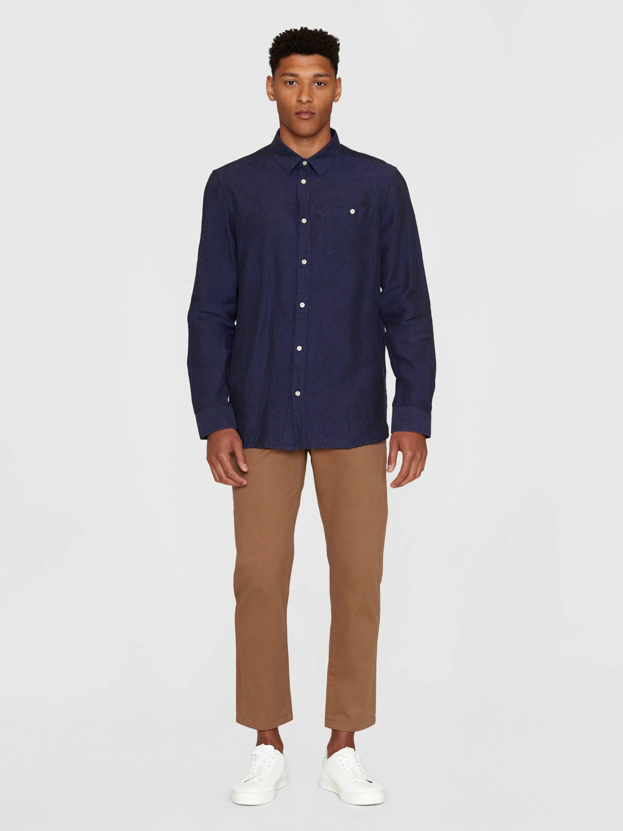 Custom fit linen shirt - Yarndyed - Total Eclipse