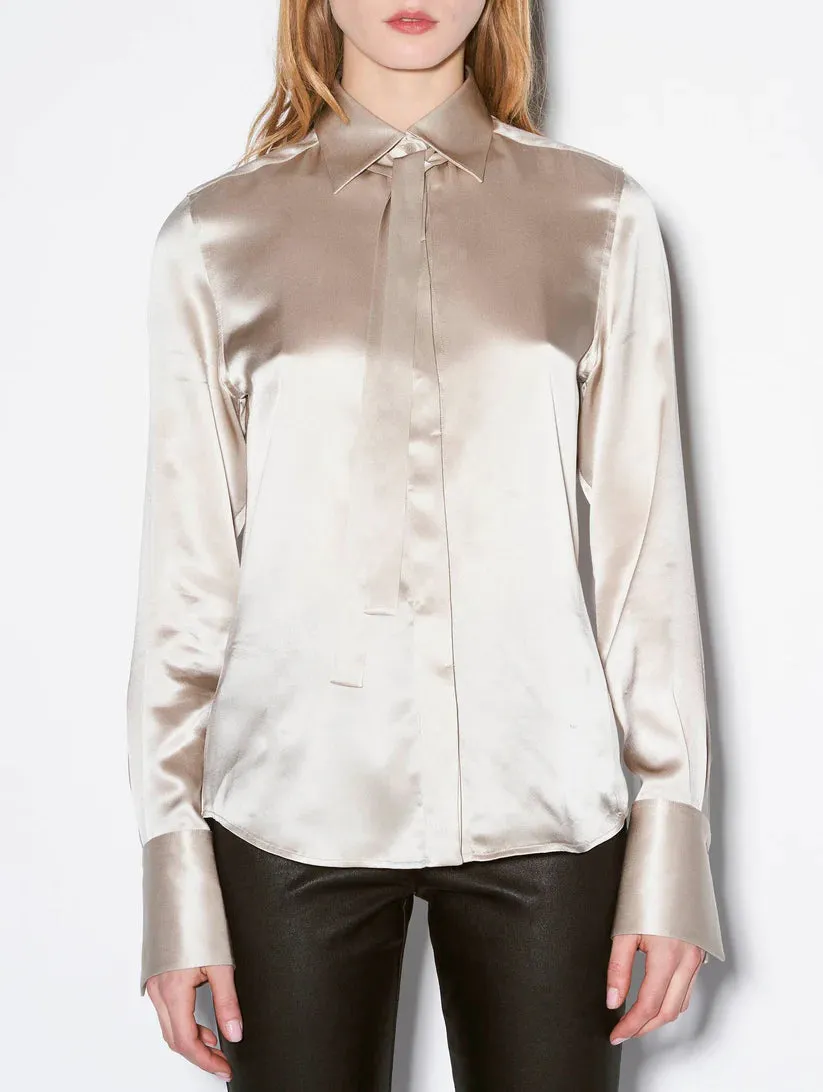 D1402HCA Silk satin pussy bow blouse