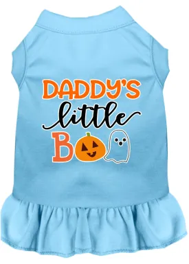 Daddy's Little Boo Screen Print Dog Dress Baby Blue Med