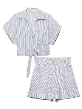 'Danny' Tie Stripe Shirt & Shorts Set