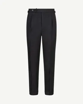 Dark Grey Single Pleat Cavalry Twill Trousers