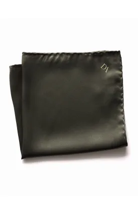 David August Solid Olive Green Italian Silk Pocket Square