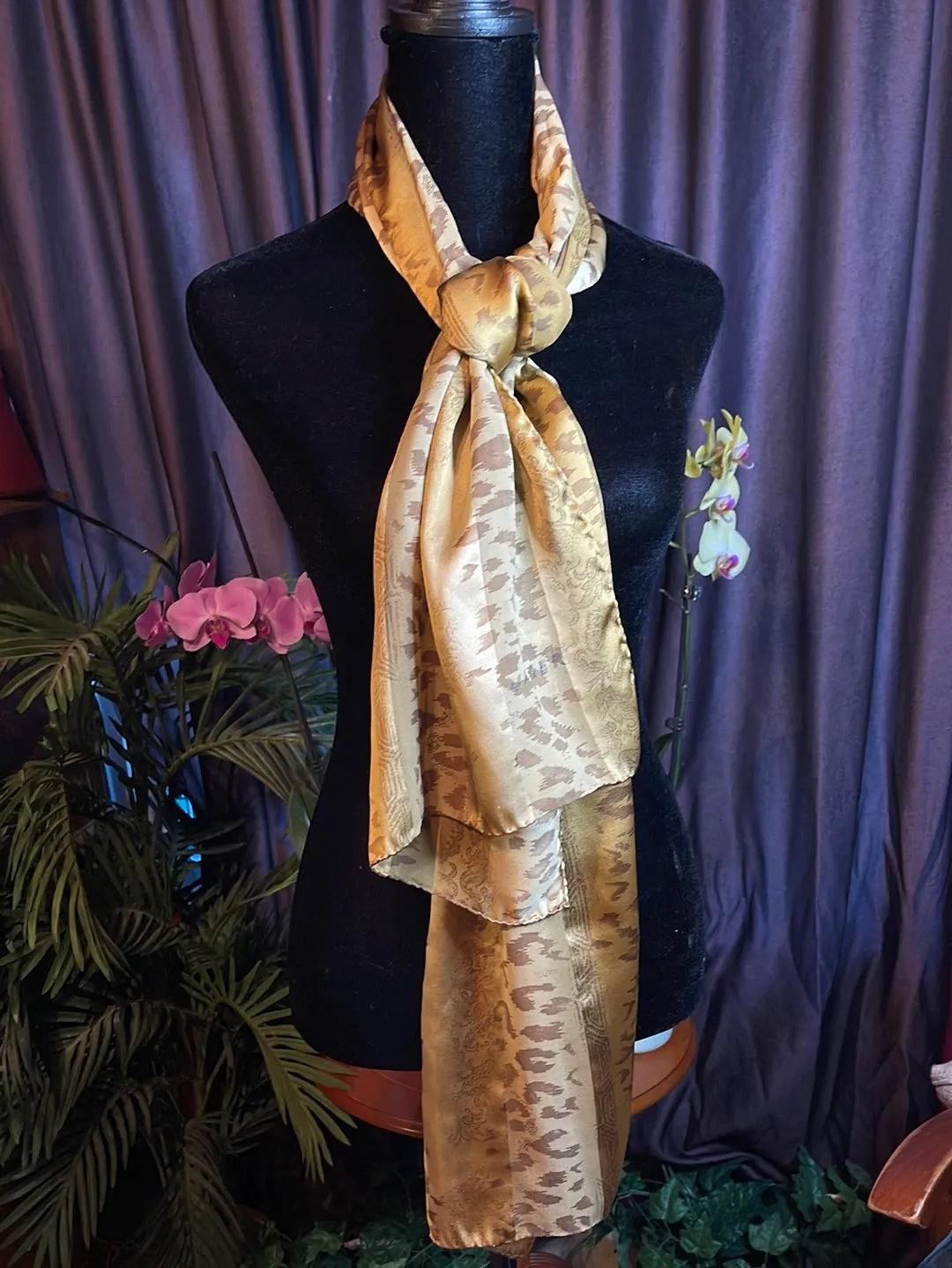Designer, Vintage Jaeger Oblong Silk Scarf