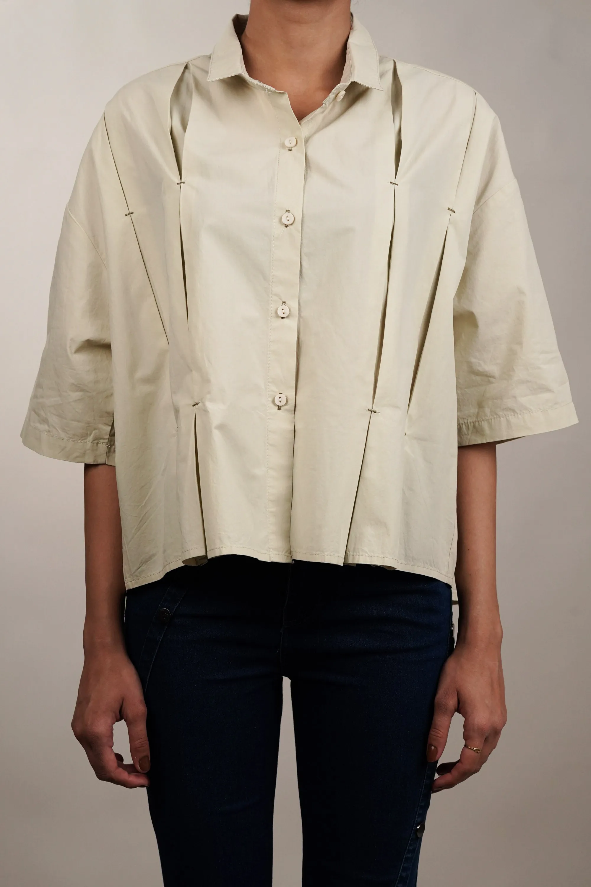 Dew Drop Pleated Oversized Shirt