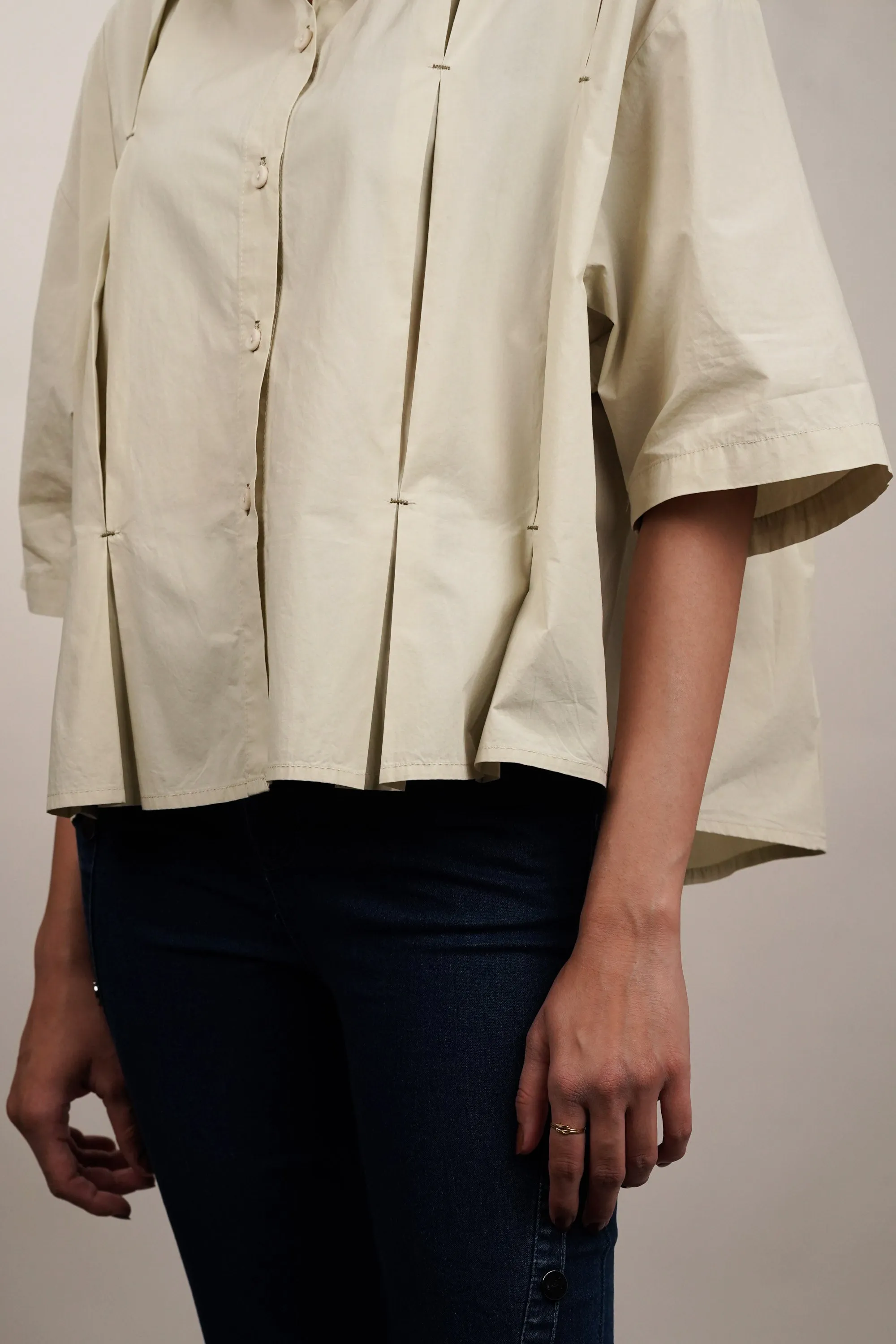 Dew Drop Pleated Oversized Shirt