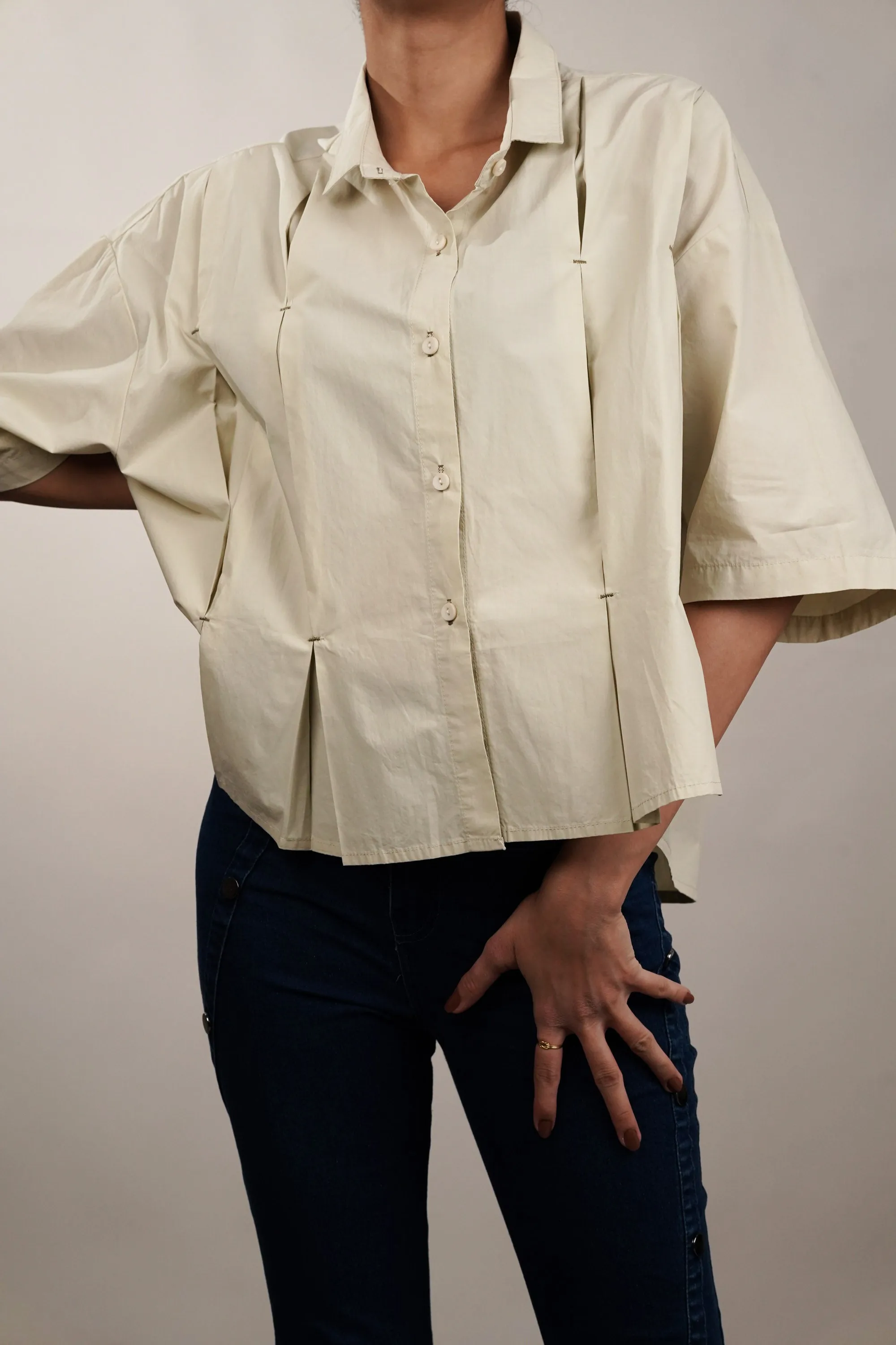Dew Drop Pleated Oversized Shirt