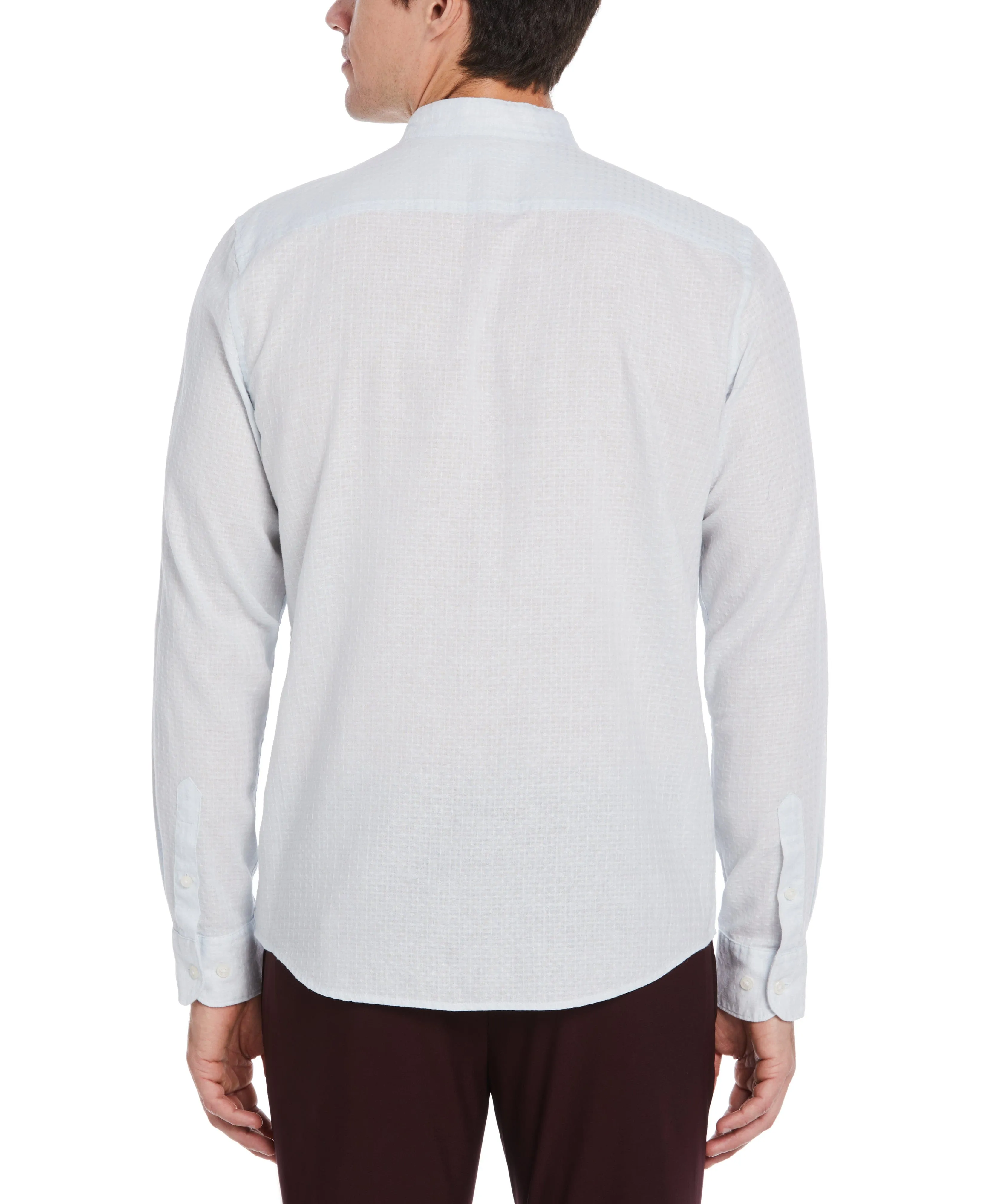 Dobby Linen Shirt with Band Collar