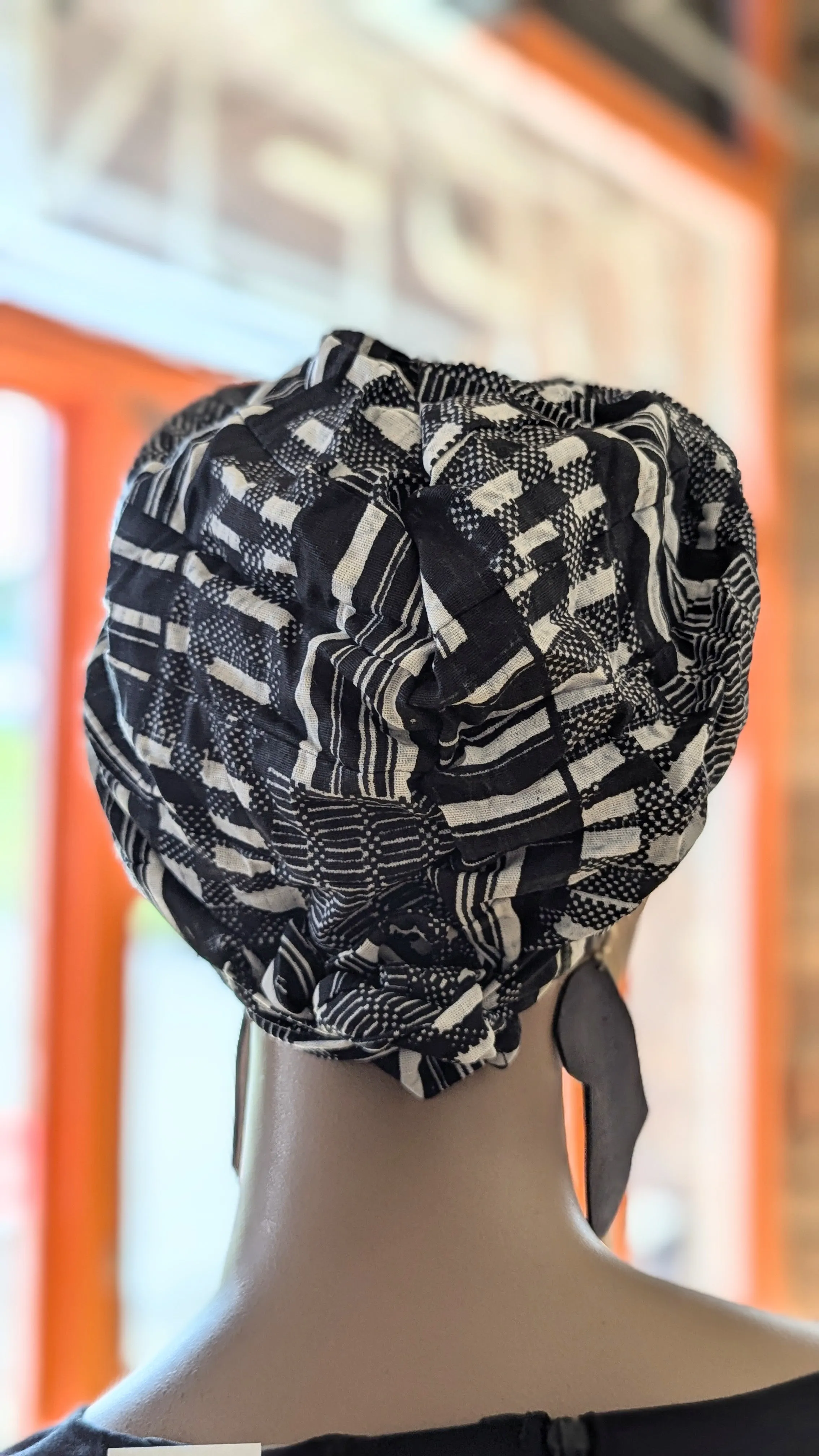 Dupsie's Eshe Black and White Kente African Print Pre-Tied Head Wrap DPB0795PT6