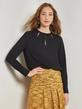 Embellished Neckline Blouse - Crepe De Chine