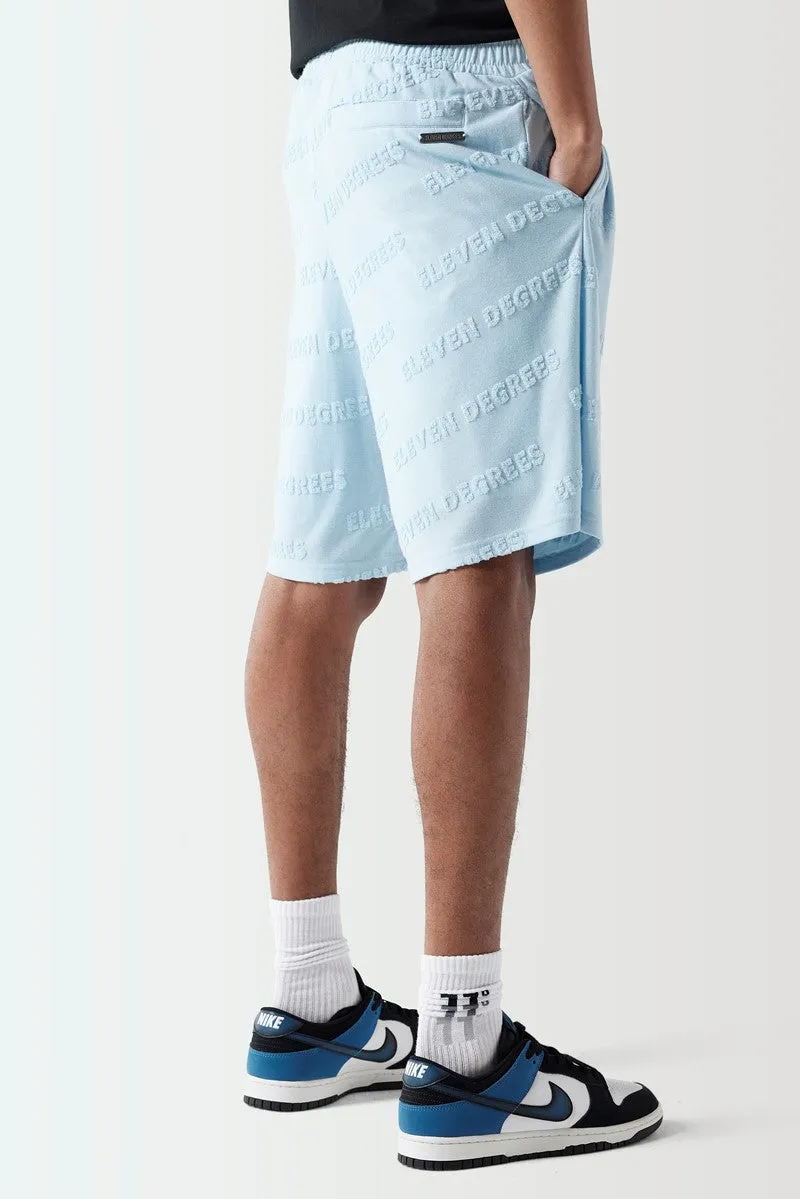 Embossed Towelling Shorts - Ice Blue