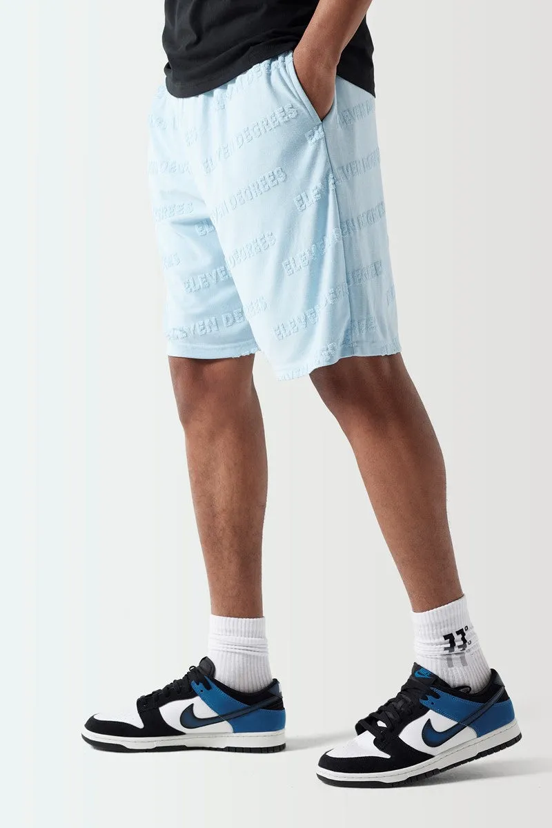 Embossed Towelling Shorts - Ice Blue