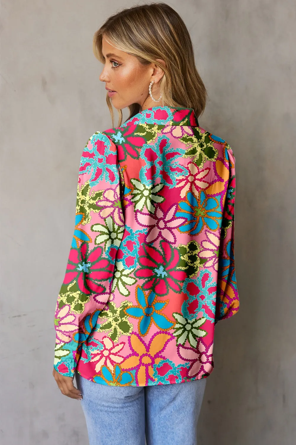Explore More  Collection - Printed Collared Neck Long Sleeve Shirt