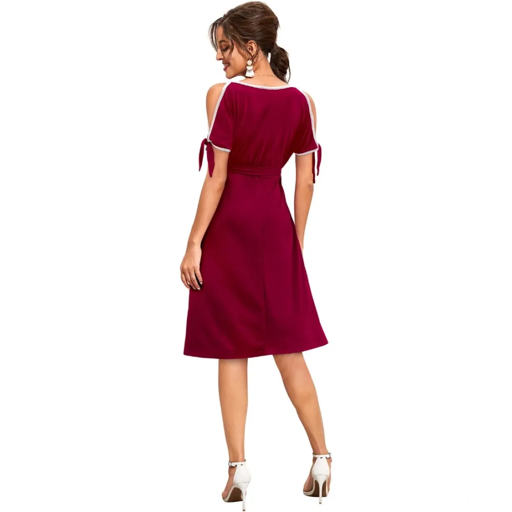 Fashionista Women's Knitting strachable Solid Round Neck Sleeveless Dress