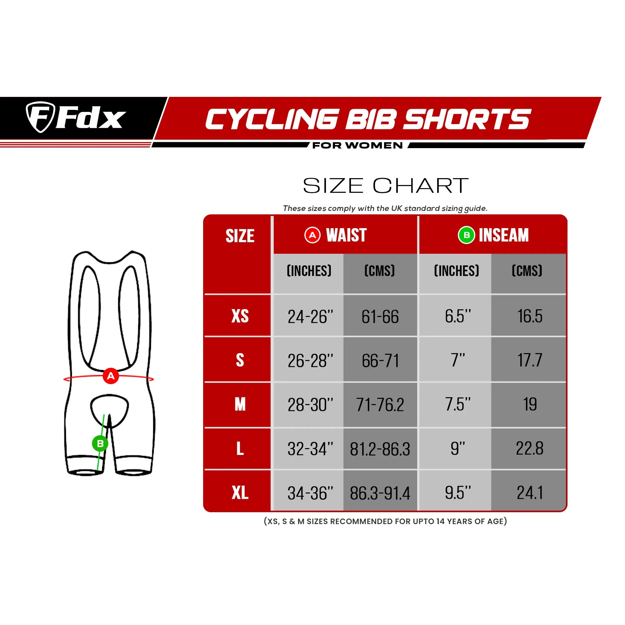Fdx Duo Black Women's & Girl's Padded Summer Cycling Cargo Bib Shorts