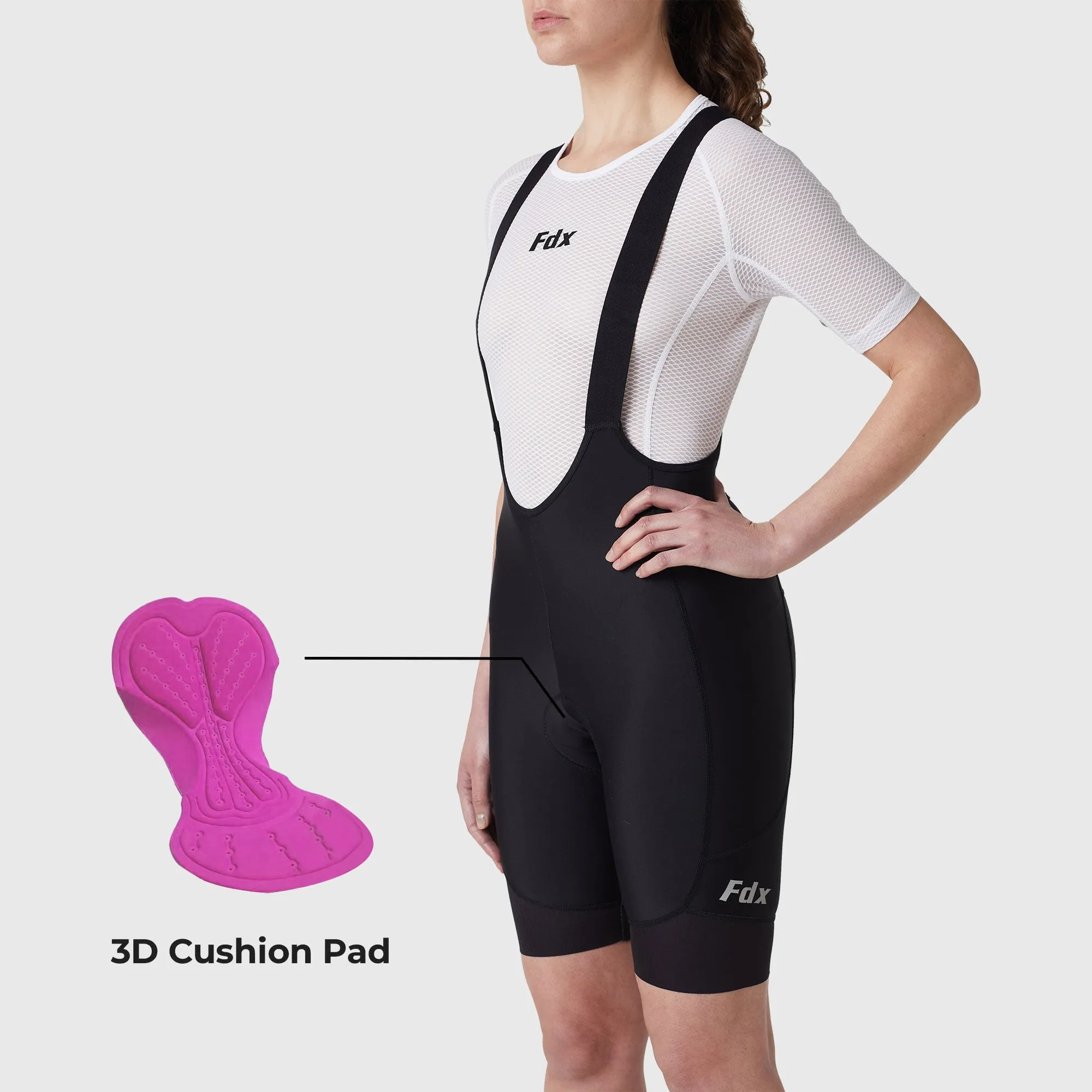 Fdx Duo Black Women's & Girl's Padded Summer Cycling Cargo Bib Shorts