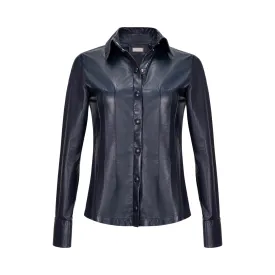 Fitted Leather Shirt - Deep Navy