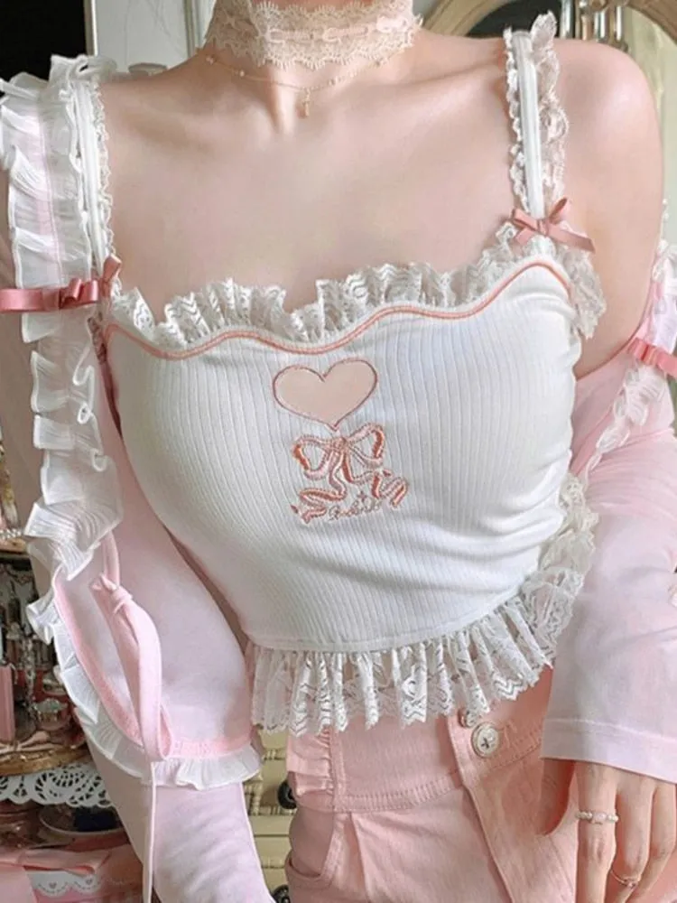 Getadme Japanese White Kawaii Lolita Blouse Women Bubble Sleeve Sweet Cute Blouse Female Slim Bow Korean Style Blouse Summer New