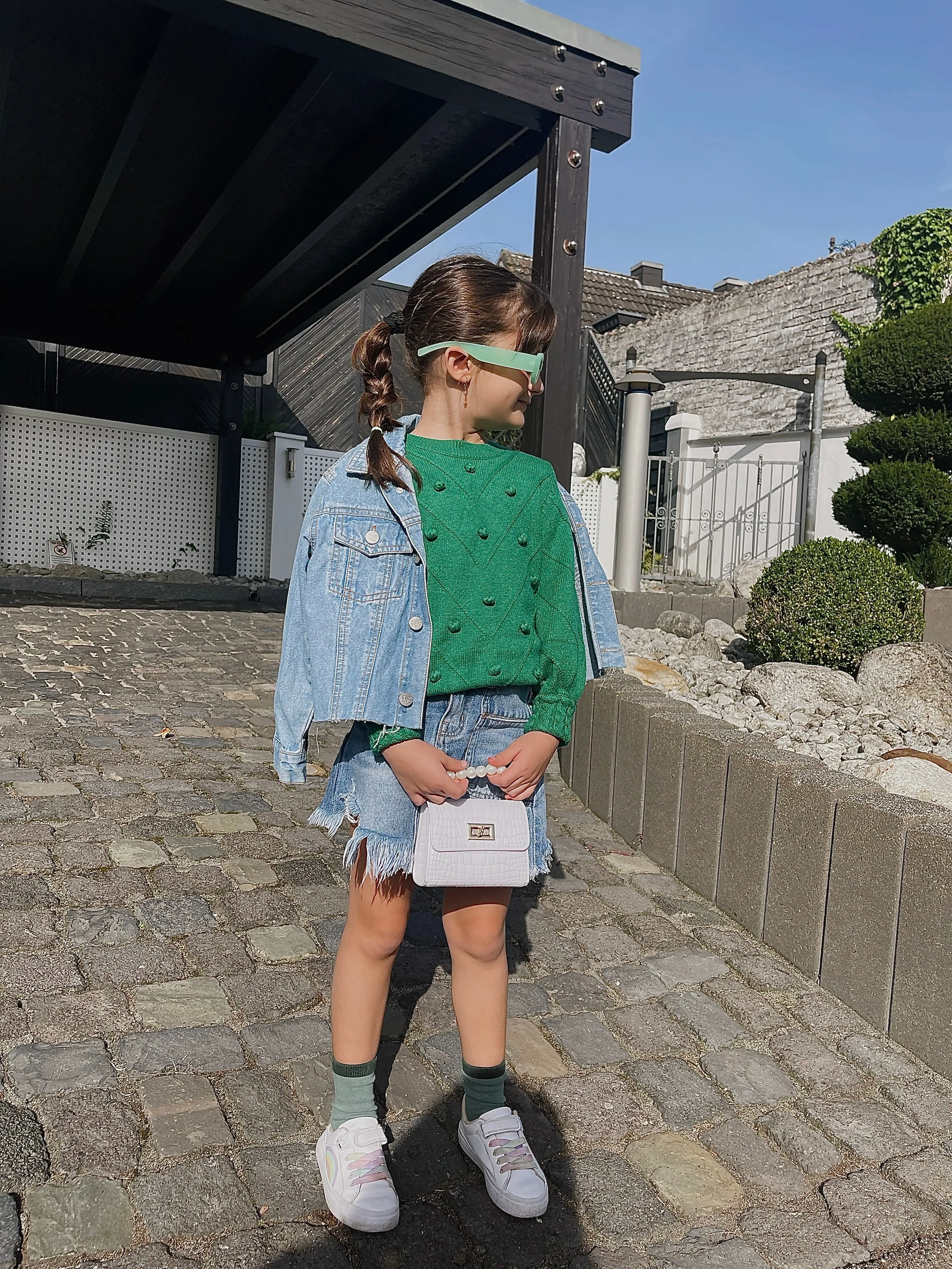 Girls Denim Dress,Cute Rippe Frayed Raw Hem Simple Design Summer Short Skirts