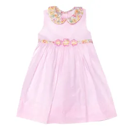 Girl's Pink "Liberty" Plumetti Dress With Belt